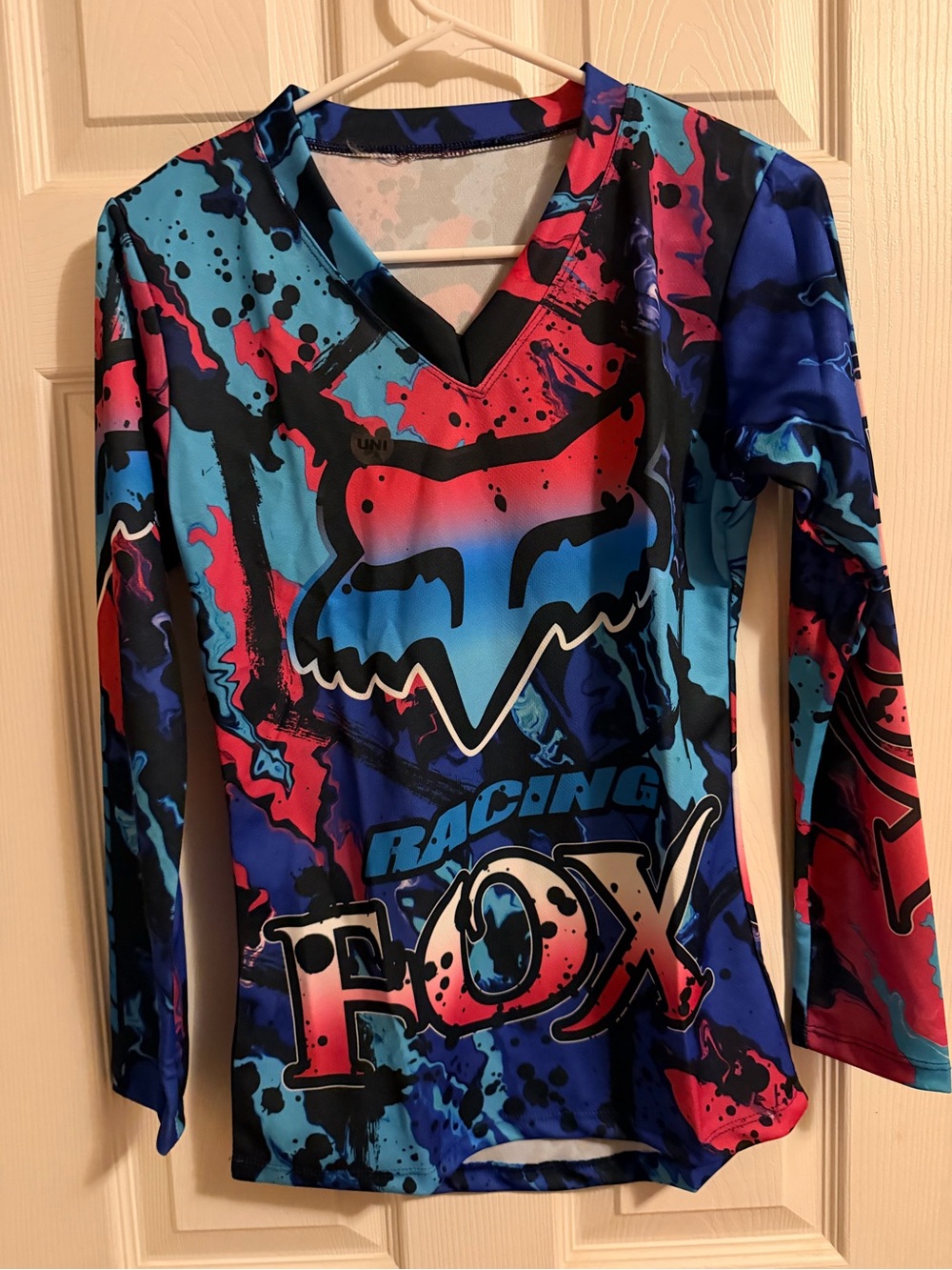 Women’s Fox Racing Long Sleeve Jersey in Blue, Pink and Red